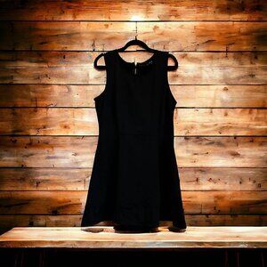 Cynthia Rowley structured black LBD black swing a-line dress zip back women's XL